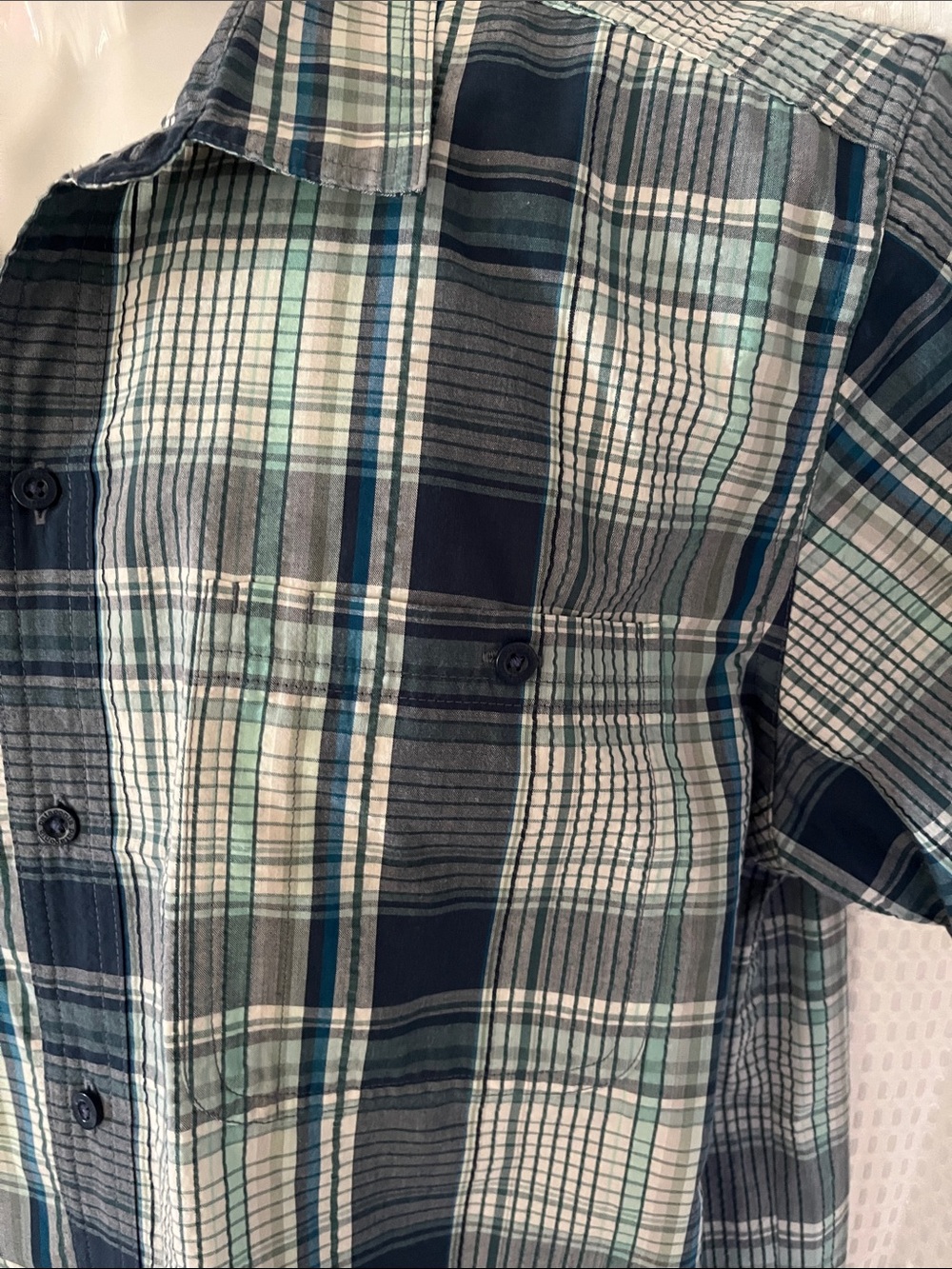 Patagonia Worn Wear Eco Plaid Hiking Trail Shirt Organic Cotton Poly Men’s M - Picture 3 of 11